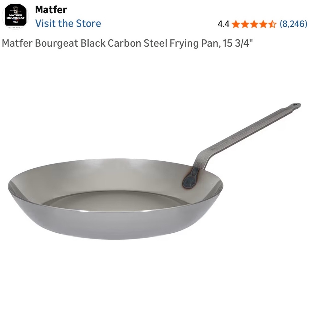 Matfer Bourgeat Black Carbon Steel Frying Pan, 15 3/